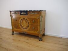 Empire Biedermeier Kommode Intarsien Bronze Beschläge Marmorplatte um 1950