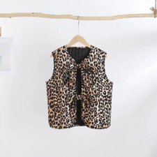 Leopard Print Gilet Weste mit