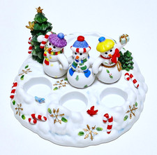 PARTYLITE Biskuit Porzellan Weihnachten Kerzen/Teelichthalter - "Wintermärchen"