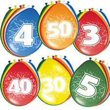 8 LUFTBALLONS ZAHLEN - Ballons Deko Geburtstag Kindergeburtstag Party Luftballon