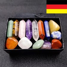 14-teiliges Set mit spitzen Quarzkristallen Chakra Heilsteinen sechseckig neu