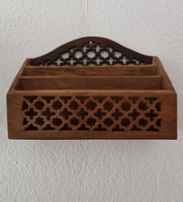 Vintage Deko Holz Wurtzelholz Briefablage Schreibtisch Organizer Schreibwaren 
