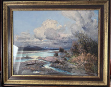 Gemälde, Ölgemälde Paul H.Wolff. Isartal. Landschaft 49x38