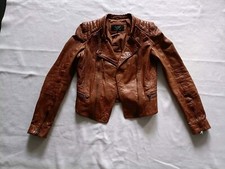 ZARA echte Lederjacke Bikerjacke Gr. S  Braun gesteppt Gigi Hadid Blogger