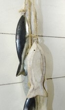 6-teil.Deko-Hänger "Fisch" Holz / Metall natur/zink Dekohänger maritim*shabby