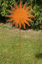 Gartenstecker Sonne Metall Rost rostige Gartendeko Edelrost Groß Beetstecker