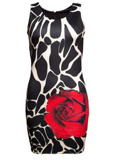 Sexy Kleid in Leo animal Print Cocktailkleid schwarz weiß Rose ausgefallen S