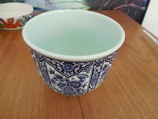 Delfts Übertopf Blumentopf Keramik Holland Blumenmotiv H 14,5 cm (B)