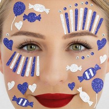 Tattoo Clown Blau Glitter Face