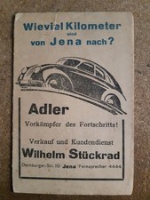 Werbung Automarke ADLER, um 1930/40, Wilhelm Stückrad Jena!!!