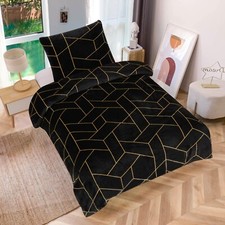 Winter Bettwäsche Teddy Plüsch geometrisch schwarz Nicki Kuschelig Warm Fleece