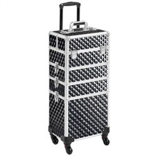 4-in-1 Kosmetikkoffer mit Rollen Abschließbarer Schminkkoffer Make up Koffer