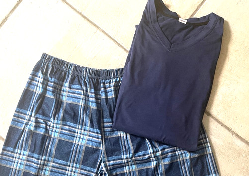 Pyjama blau hellblauweiß - pyjama, xl