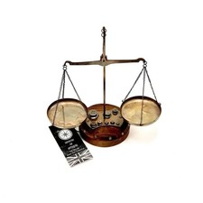 Antik Design Messing Doppelarm Apotheker Waage Waage mit 8 Gewichten 23 cm