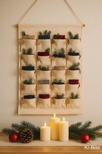 Adventskalender Stoff beige 24