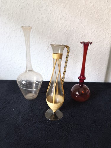 Vintage glasvasen set - 3x,