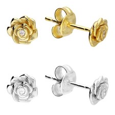 Rose Blume Zirkonia Ohrstecker