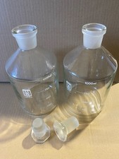 2 Rasotherm Glasvase Laborflasche Designvase enghals 1l 1000 ml + Stopfen NS 29