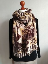 Friendly Hunting 100% Kaschmir Schal Schlange Muster braun beige