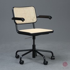 Thonet S64 VDR Bürostuhl Schwarz Bauhaus Drehstuhl mit neuem Wiener Geflecht TOP