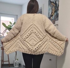 Selbstgestrickter cardigan 100% Schafswolle, Dick und Warm