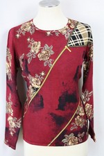 Damen Pullover Oberteil Pulli Rosen Karos Glitzer Viskose OVANTI Gr.38,40(38)
