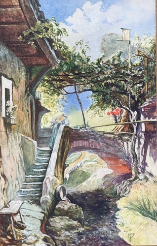 Aquarell gemälde haus treppe - aquarell,