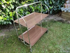Dinett Servierwagen Teewagen Nussbaum-Optik 60er/70er klappbarer TEA-TROLLEY TOP