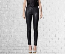 Schmale Passform Schwarz Lammleder Hose für Damen Mit Moderne Street Style