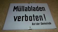 altes Emailschild Emailleschild Schild DDR Müllabladen verboten Rat der Gemeinde