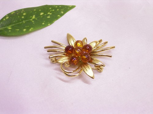 Vintage bernsteinbrosche - vintage,