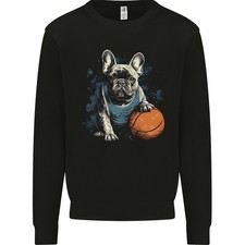 Ein Französischer Bulldogge mit Einem Basketball Hund Herren Sweatshirt Pullover