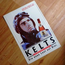 KELTS Motorrad Fahrer = Altes Blechschild Duisburg 90er KÖNIG Pils Köpi GROß TOP