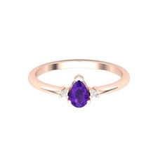 18k Solid Gold Natürlich Amethyst Und Diamanten Edelstein Dainty Verlobung Ring
