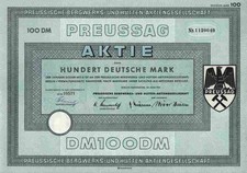 Preussag 1961 Hannover Berlin TUI Hapag Lloyd VEBA 100 DM Reichsdruckerei Adler