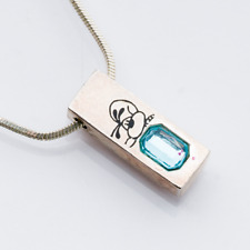 Halskette Diddl Anhänger Blauer Stein Ohne Verschluss 44 cm Silber 6,98 g