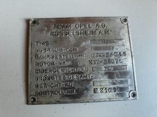 Typenschild Opel Kadett 1,1 1937 11234