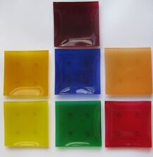 Kerzenteller viereckig Kerzenhalter Dekoteller Stumpenkerze rechteckig Glas bunt