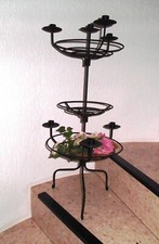 Kerzenständer 3Etagen Metall Dekoration für 7Kerzen + Gewinde & Ablage schwarz