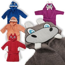 Kinderbademantel Kinder Bademantel Hai Eule Nilpferd Tiere Kapuze Frottier 0410