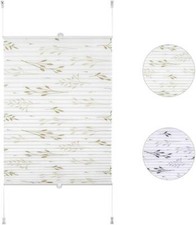 Plissee Faltrollo Klemmfix ohne Bohren Zweigmotiv beige PSbe/gr