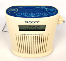 Vintage 1997 Sony Duschradio ICF-S79 Badezimmerradio m. Uhr & Wecker wasserdicht