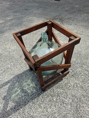 Glasballon 25l mit - , holzgestell