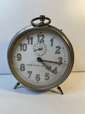 Wecker antik Josef Müller, München Metall Vintage ca. 15cm (B06)