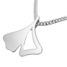 Anhänger Gingkoblatt Kettenanhänger Gingko modern auch mit Gravur und Kette