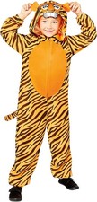 amscan Tiger Kostüm für Kinder Onesie Overall Tierkostüm Zoo Safari Gr.3-4 Jahre