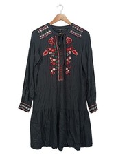 VERO MODA Tunikakleid Gr. M Schwarz Boho Floralmuster Stickerei Freizeit