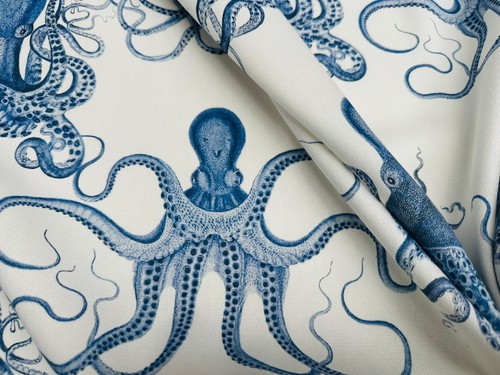 Blauer oktopus stoff - stoff, marine