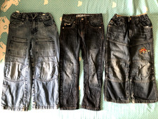 4x Kinder Jeans Set Gr. 110/116, Patchwork Look, eine Hose gefüttert
