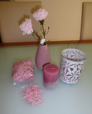Deko-Set: Butlers Vase*Ikea Kunstblumen*Windlicht*Kerze*Holzdeko*rosa weiß-grau